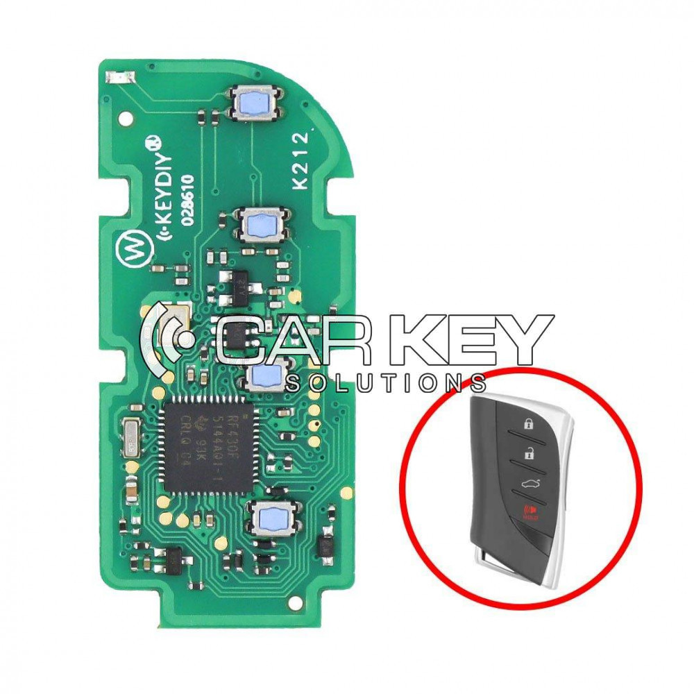 KeyDiy KD TB02-4 Toyota Lexus Universal Smart Key PCB 4 Tasten mit 8A Transponder