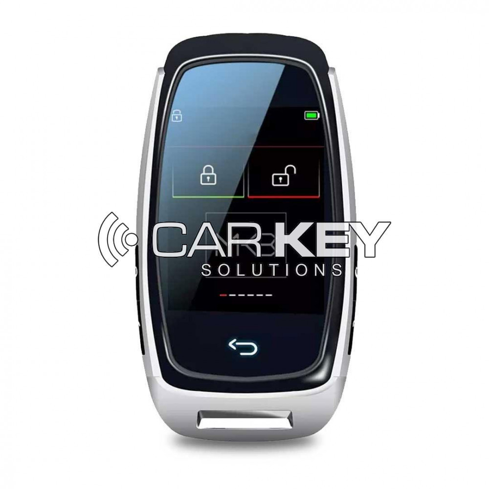 LCD-Universal-Smart-Key-Kit with keyless access and IOS vehicle location tracking system in silver color