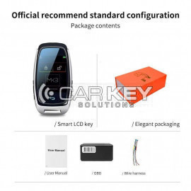 LCD-Universal-Smart-Remote-Autoschlüssel-Kit für alle Automodelle, Schlüssel mit Keyless Go, silberne Farbe 9 GRÜNDE FÜR DIE NUTZUNG Blendfreier ISP HD-LCD-Bildschirm Das Legierungsmaterial ist stabil und sturzsicher Bequemer Einstieg Fahrzeug-Autolock La