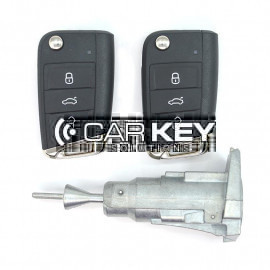 Volkswagen MQB BG Neuer Typ Original 2x Klappschlüssel 3 Tasten 433MHz mit Schlossset