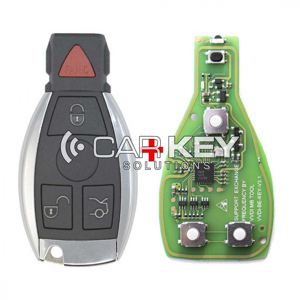 Xhorse Mercedes BGA Chrome 433-315MHz PCB + Aftermarket Shell 4 Tasten