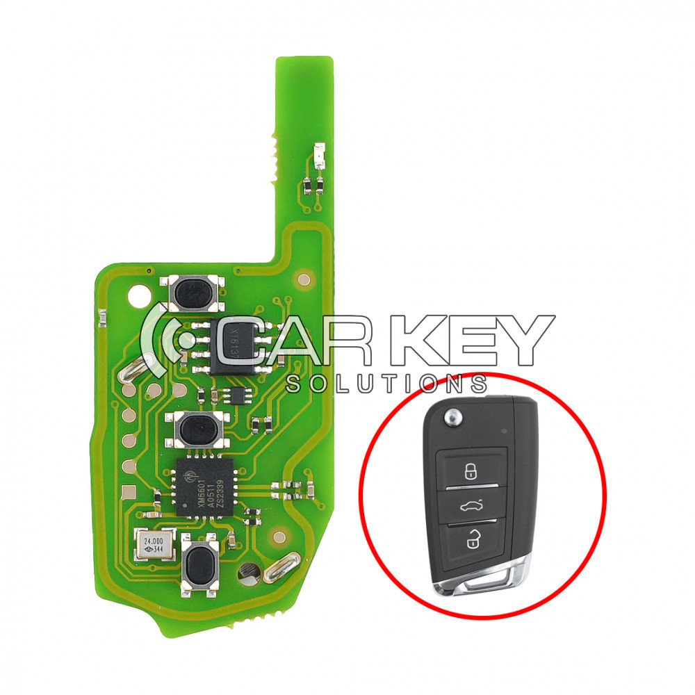 Xhorse Spezialplatine mit XT27B-Chip, 3 Tasten, exklusiv für Volkswagen-Modelle, XZVGM1EN